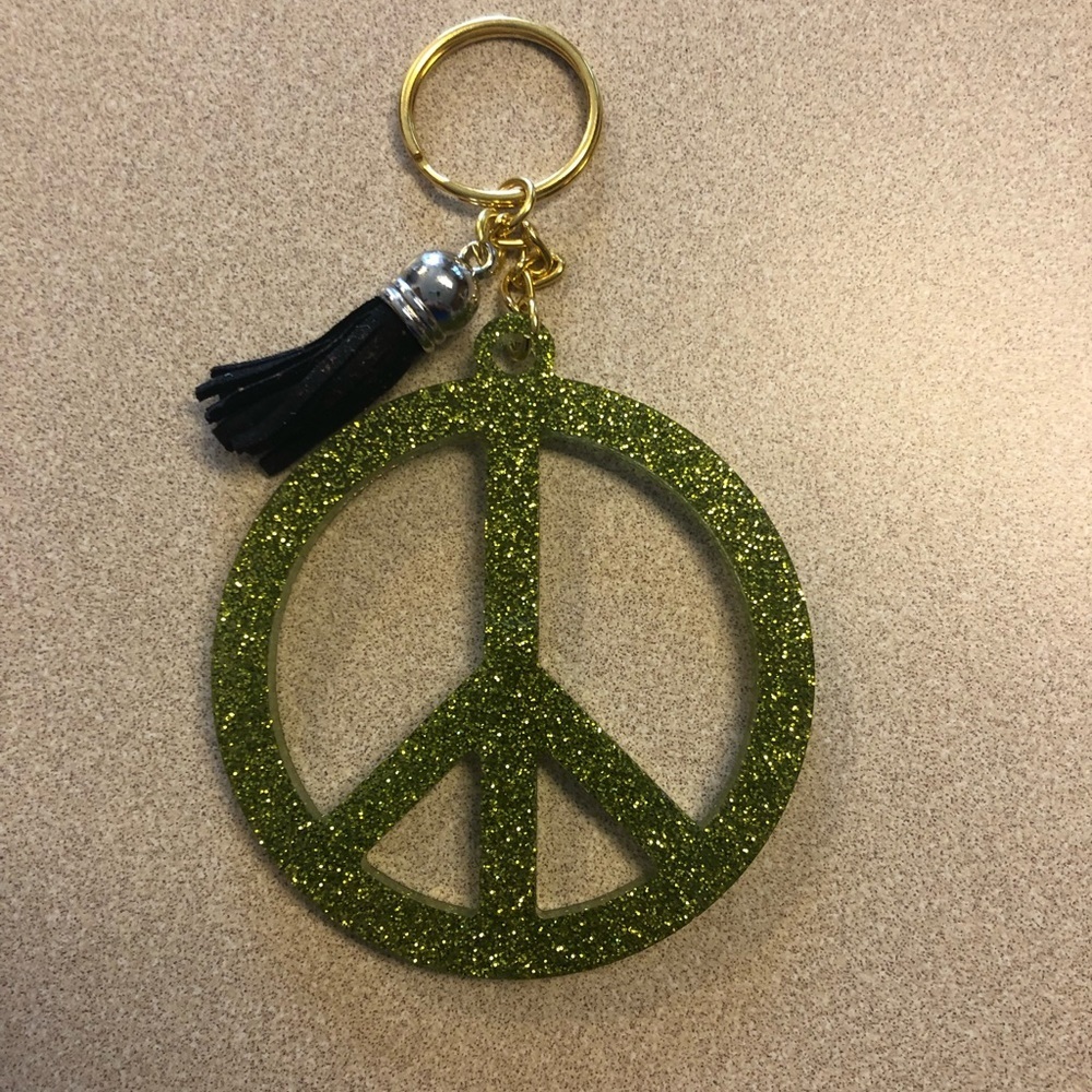 Handmade Peace Sign Keychain - Picture 1 of 6